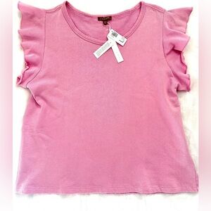 NWT LILLA P ruffle sleeve crewneck sweatshirt terry top in Orchid Pink - XL